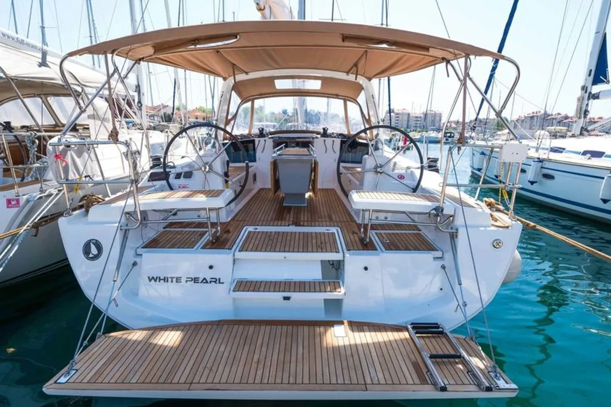 Exterior view of White Pearl, a Beneteau Oceanis 41.1 sailboat at Izola / Isola, Slovenia