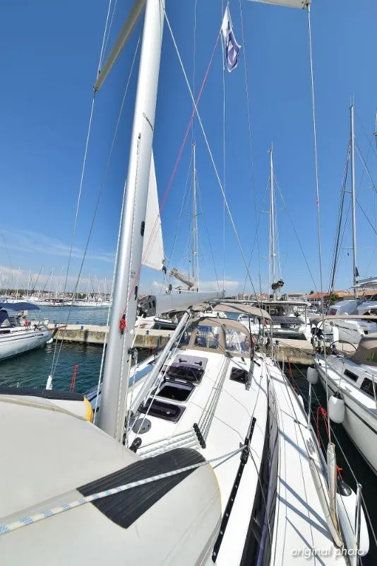 Deck of Hang Loose, a Bavaria Cruiser 37 sailboat at Grad Trogir, Croatia