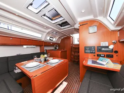 Salon of Hang Loose, a Bavaria Cruiser 37 sailboat at Grad Trogir, Croatia