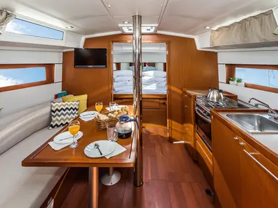 Galley of Simple Minds, a Beneteau Oceanis 38.1 sailboat at Grad Biograd na Moru, Croatia