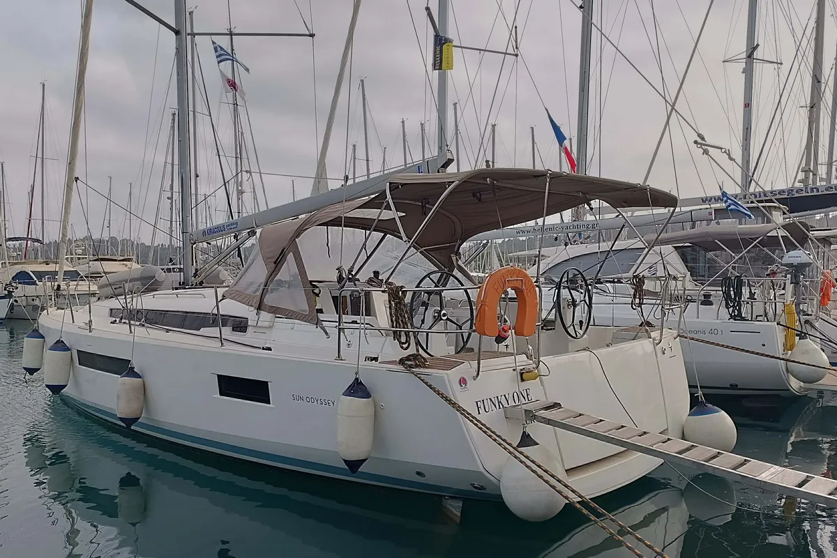 FUNKY ONE, a Jeanneau Sun Odyssey 440 sailboat at Kontokali, Greece