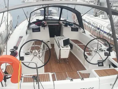 Cockpit of Tessie, a Jeanneau Sun Odyssey 439 sailboat at Volos Municipality, Greece