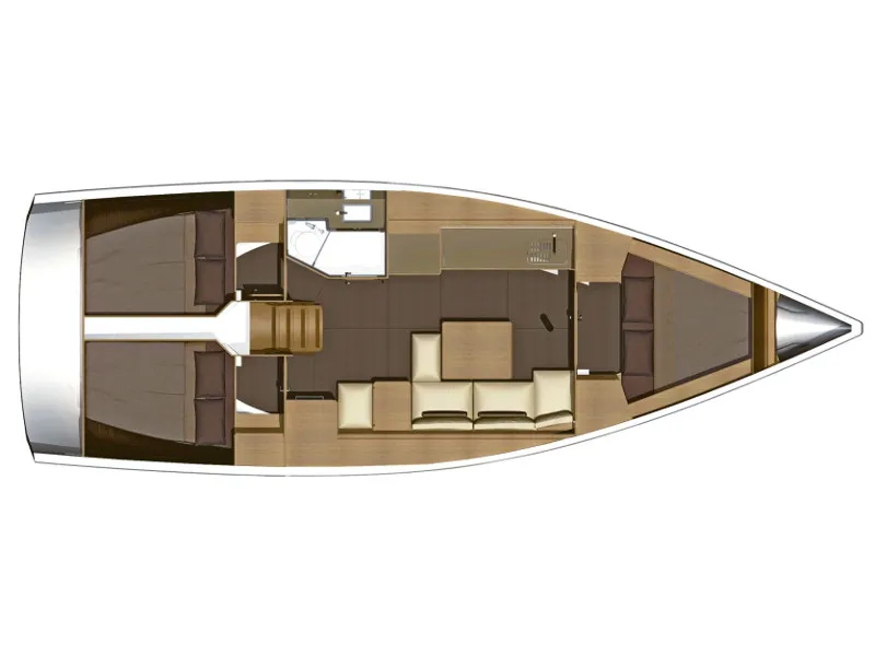 Floor plan of Petar Pan, a Dufour 382 Grand Large sailboat at Grad Biograd na Moru, Croatia