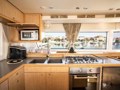 Galley of Jessy, a Lagoon 52 F catamaran at Pirovac, Croatia