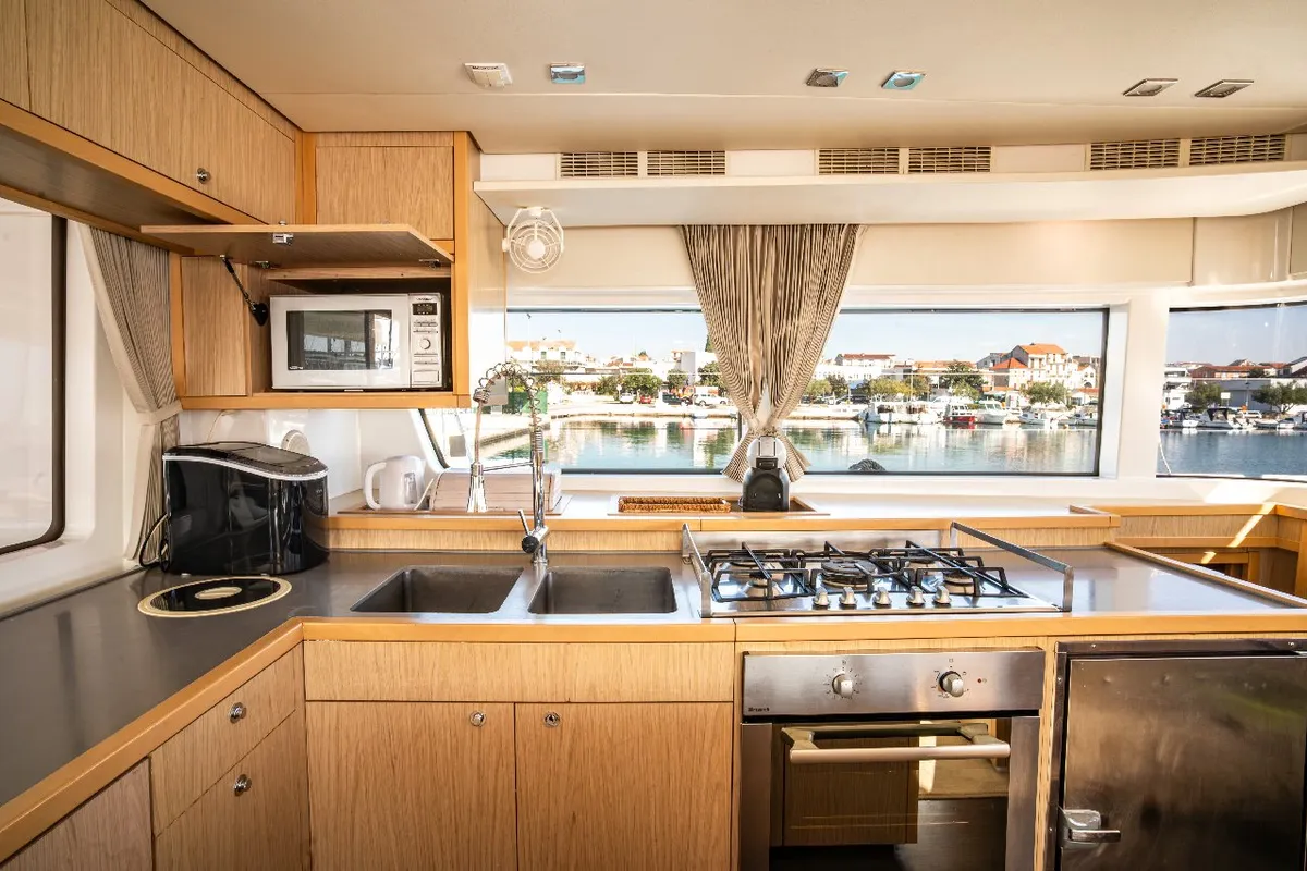 Galley of Jessy, a Lagoon 52 F catamaran at Pirovac, Croatia