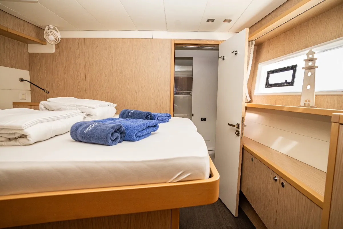 Cabin on Jessy, a Lagoon 52 F catamaran at Pirovac, Croatia