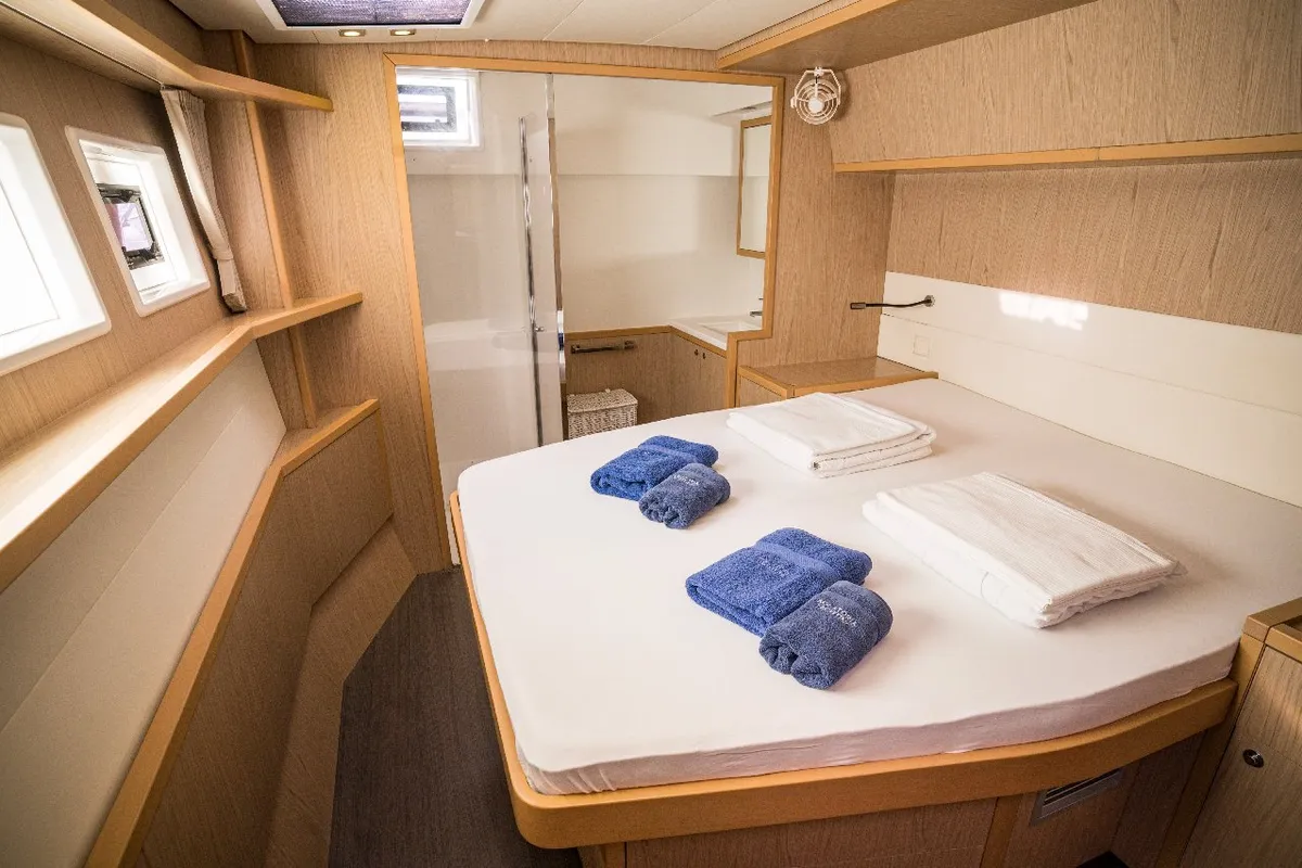 Cabin on Jessy, a Lagoon 52 F catamaran at Pirovac, Croatia