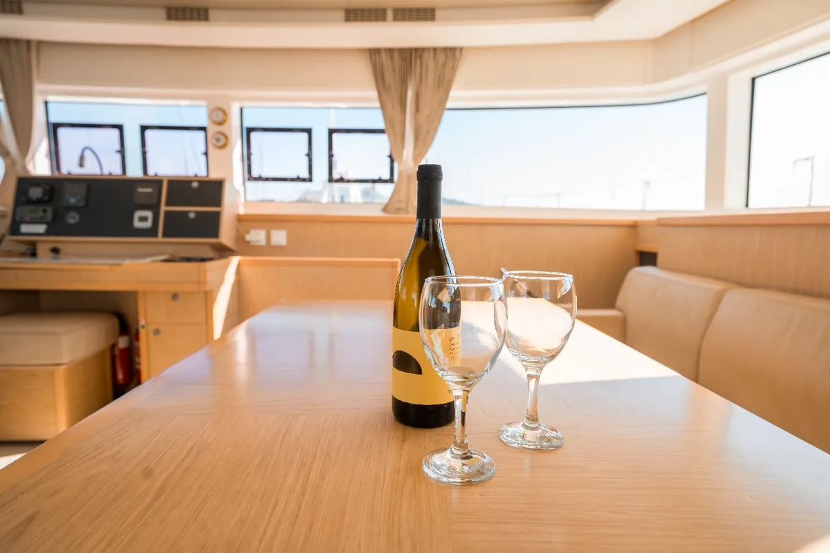 Salon of Jessy, a Lagoon 52 F catamaran at Pirovac, Croatia
