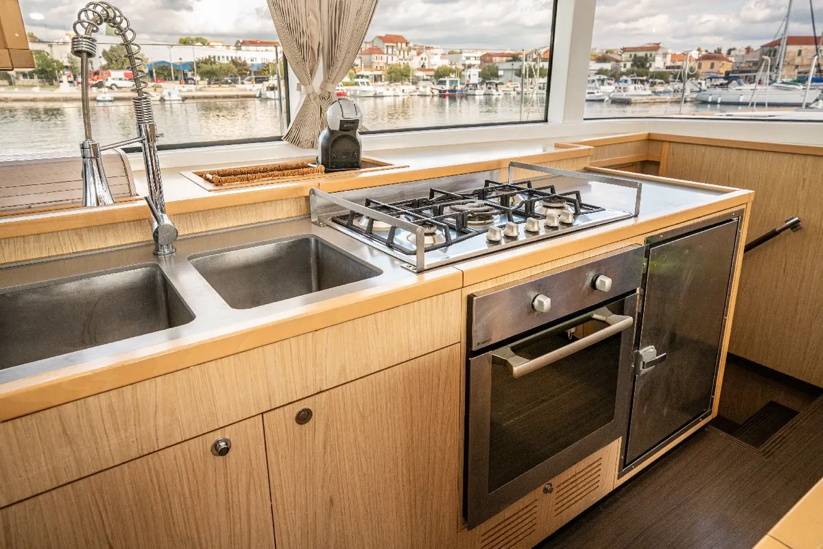 Galley of Jessy, a Lagoon 52 F catamaran at Pirovac, Croatia