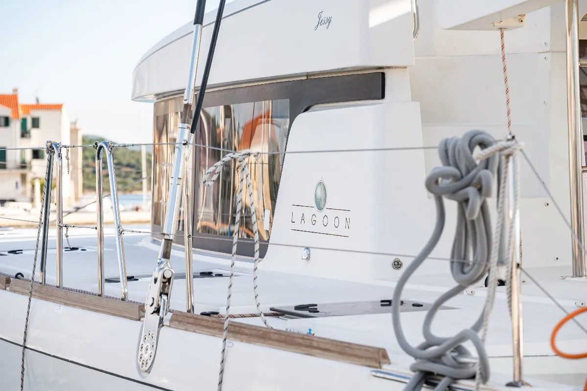 Jessy, a Lagoon 52 F catamaran at Pirovac, Croatia