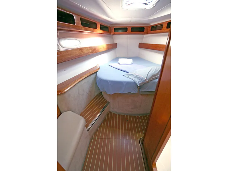 Cabin on Iraklis, a Bavaria 42 Cruiser sailboat at Lavreotiki Municipal Unit, Greece