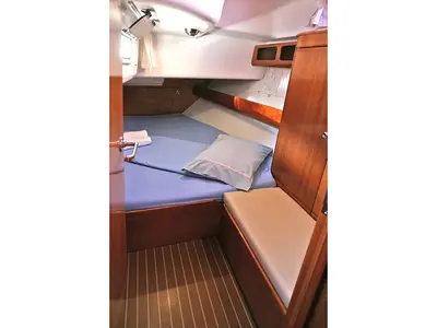 Cabin on Iraklis, a Bavaria 42 Cruiser sailboat at Lavreotiki Municipal Unit, Greece