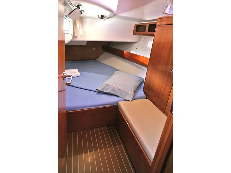 Cabin on Iraklis, a Bavaria 42 Cruiser sailboat at Lavreotiki Municipal Unit, Greece