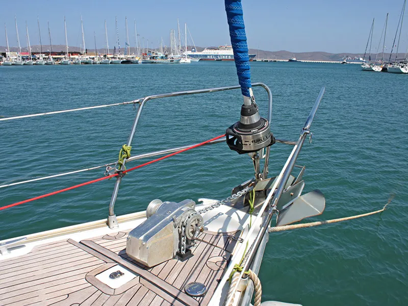 Exterior view of Iraklis, a Bavaria 42 Cruiser sailboat at Lavreotiki Municipal Unit, Greece