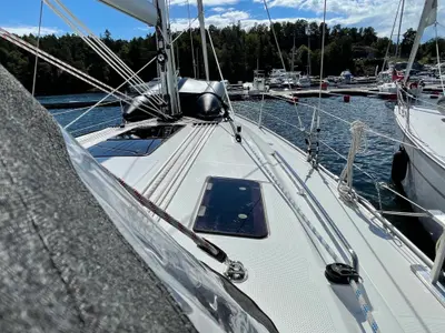 Deck of Ten, a Bavaria Cruiser 41 sailboat at Fisksätra, Sweden