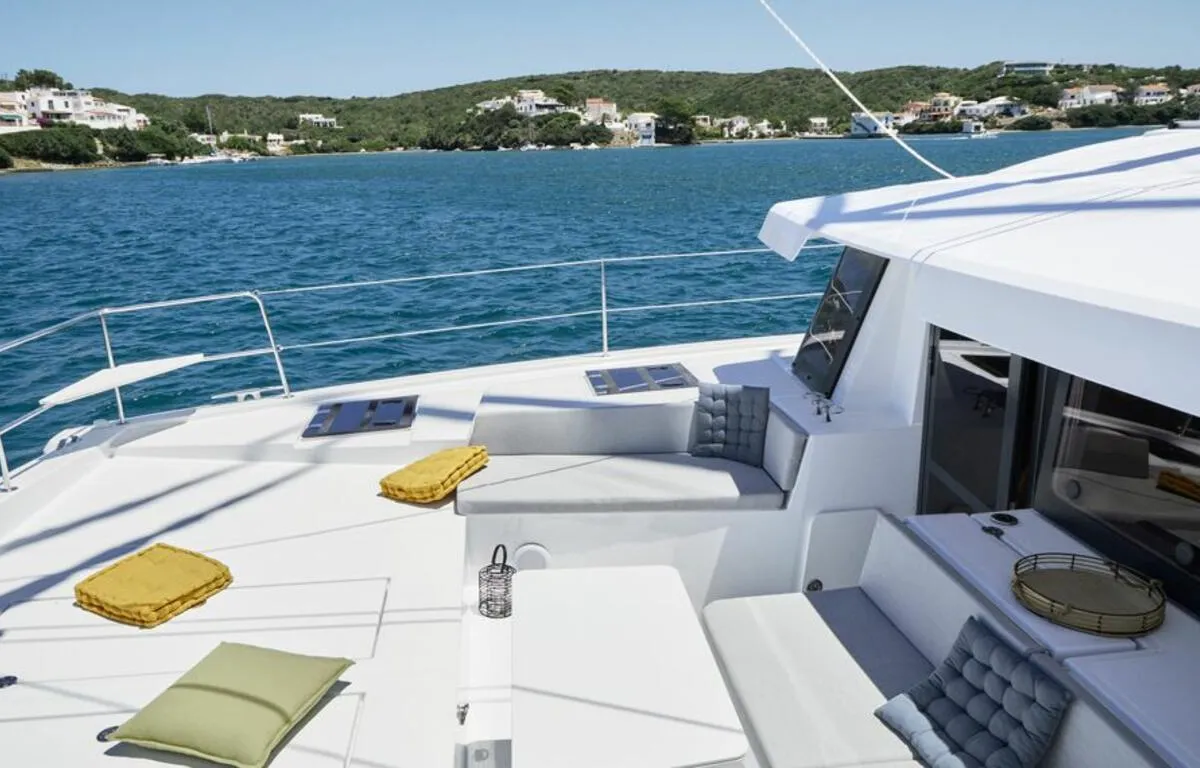 Deck of Divine Destiny, a Bali 4.4 catamaran at Road Town, British Virgin Islands