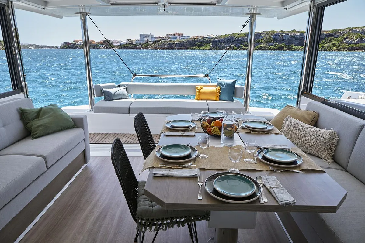 Salon of Divine Destiny, a Bali 4.4 catamaran at Road Town, British Virgin Islands