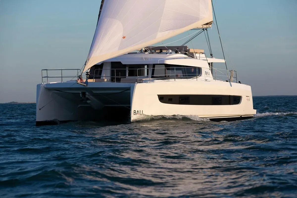 Exterior view of Divine Destiny, a Bali 4.4 catamaran at Road Town, British Virgin Islands