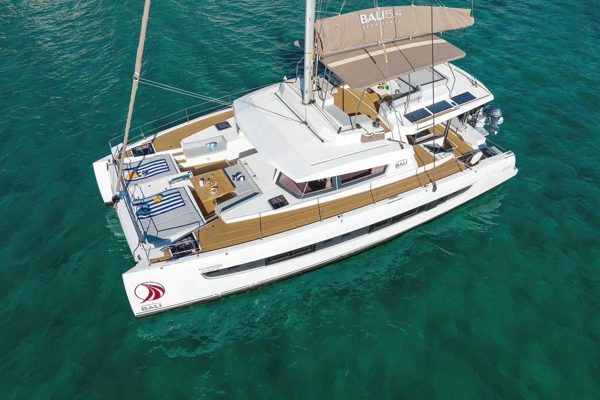 Exterior view of EQ Horizon, a Bali 5.4 catamaran at Dubrovnik, Croatia