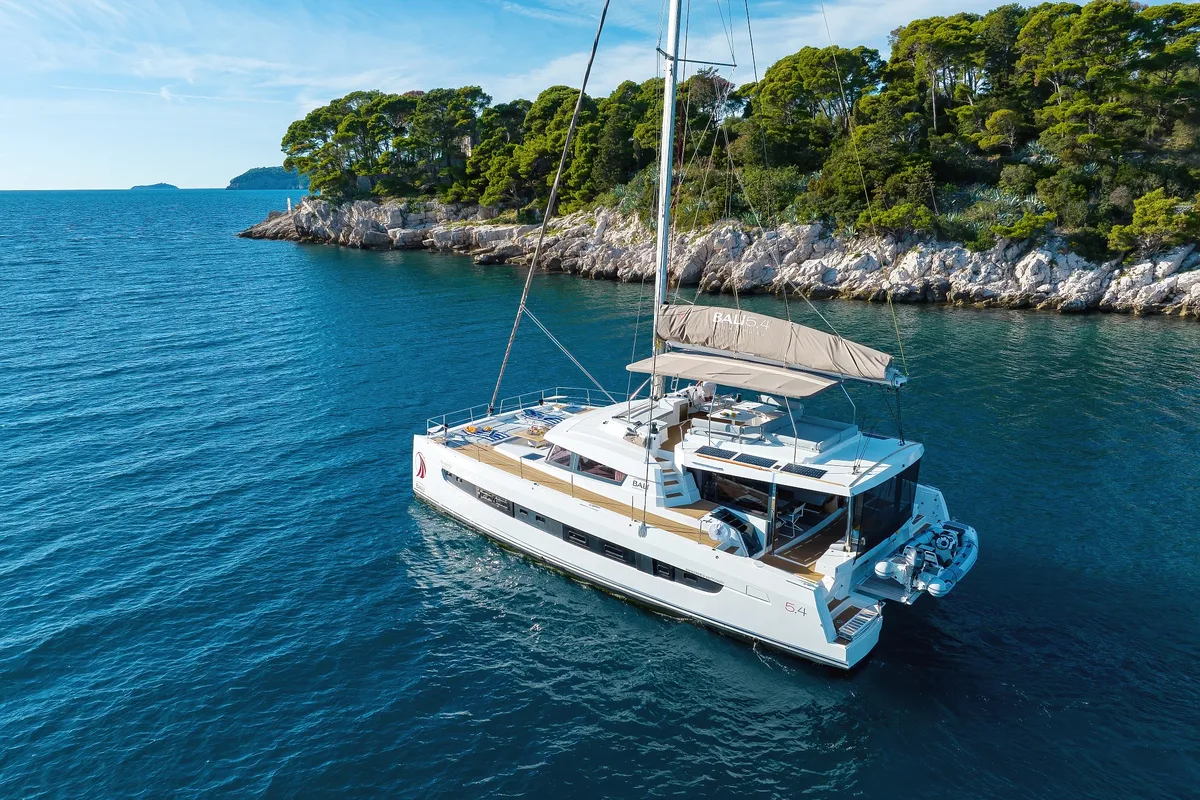 Exterior view of EQ Horizon, a Bali 5.4 catamaran at Dubrovnik, Croatia