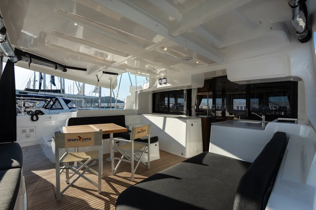 Deck of Carruba - Comfort Line, a Lagoon 46 catamaran at Tonnarella, Italy