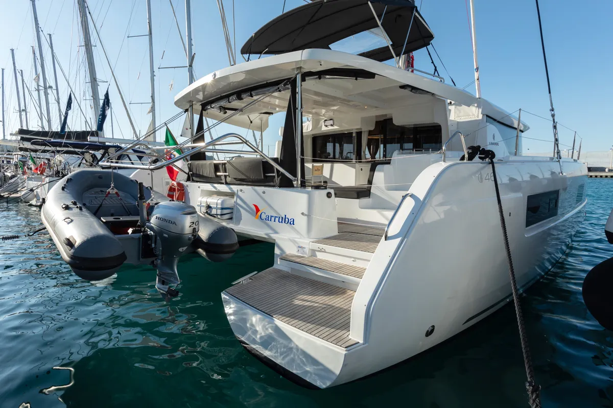 Exterior view of Carruba - Comfort Line, a Lagoon 46 catamaran at Tonnarella, Italy