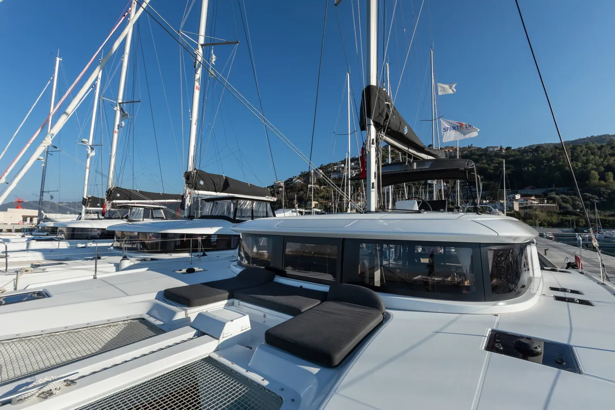 Deck of Carruba - Comfort Line, a Lagoon 46 catamaran at Tonnarella, Italy