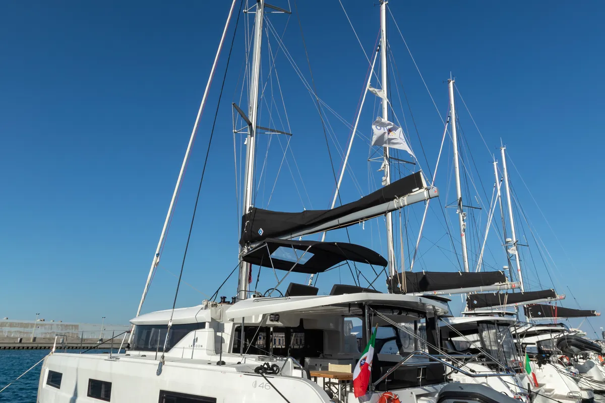 Exterior view of Carruba - Comfort Line, a Lagoon 46 catamaran at Tonnarella, Italy