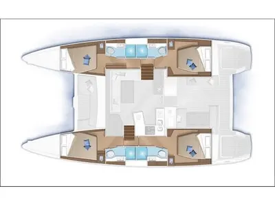 Floor plan of Lupin, a Lagoon 450 catamaran at Marseille, France