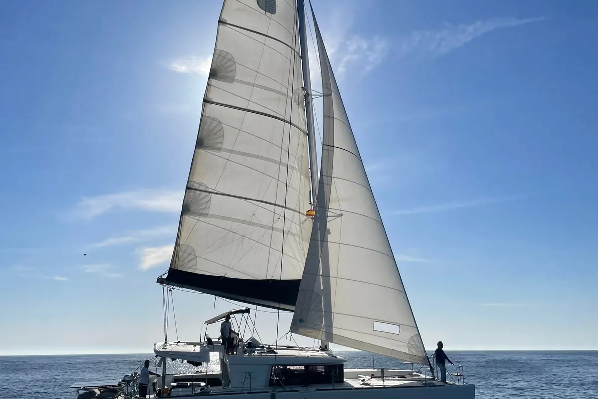 Exterior view of Lupin, a Lagoon 450 catamaran at Marseille, France