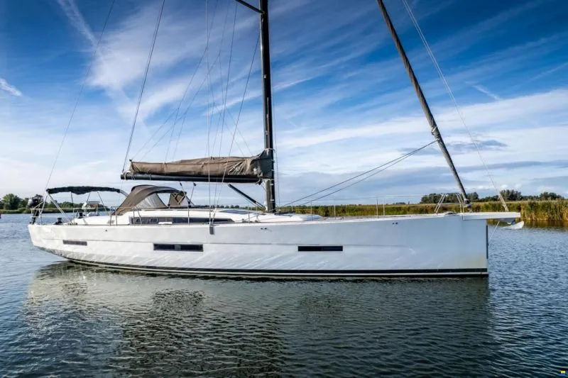Exterior view of Euphoria Planet, a Dufour 56 Exclusive sailboat at Tonnarella, Italy