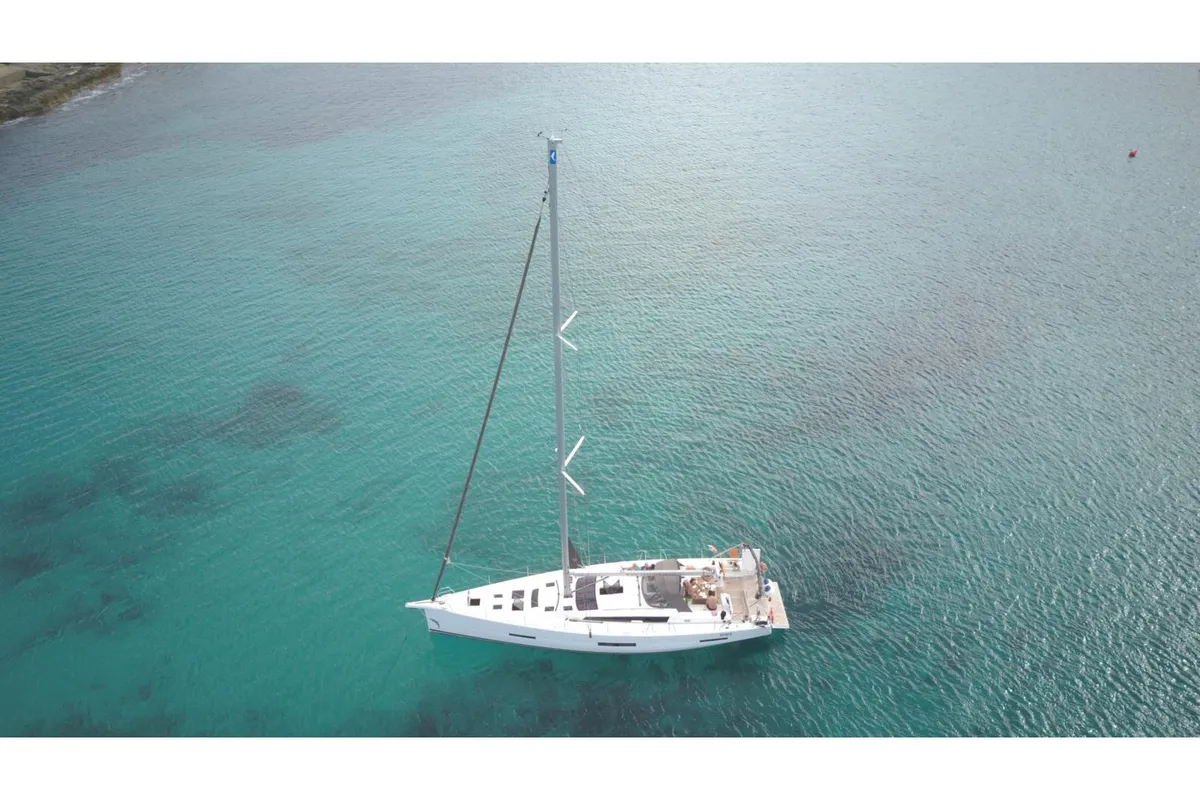 Exterior view of Euphoria Planet, a Dufour 56 Exclusive sailboat at Tonnarella, Italy