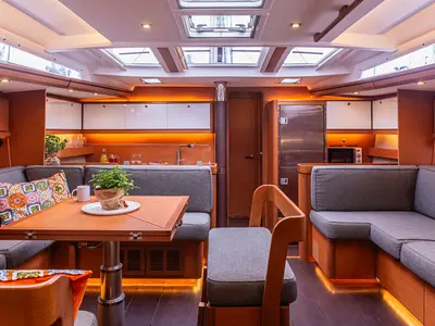 Galley of Euphoria Planet, a Dufour 56 Exclusive sailboat at Tonnarella, Italy