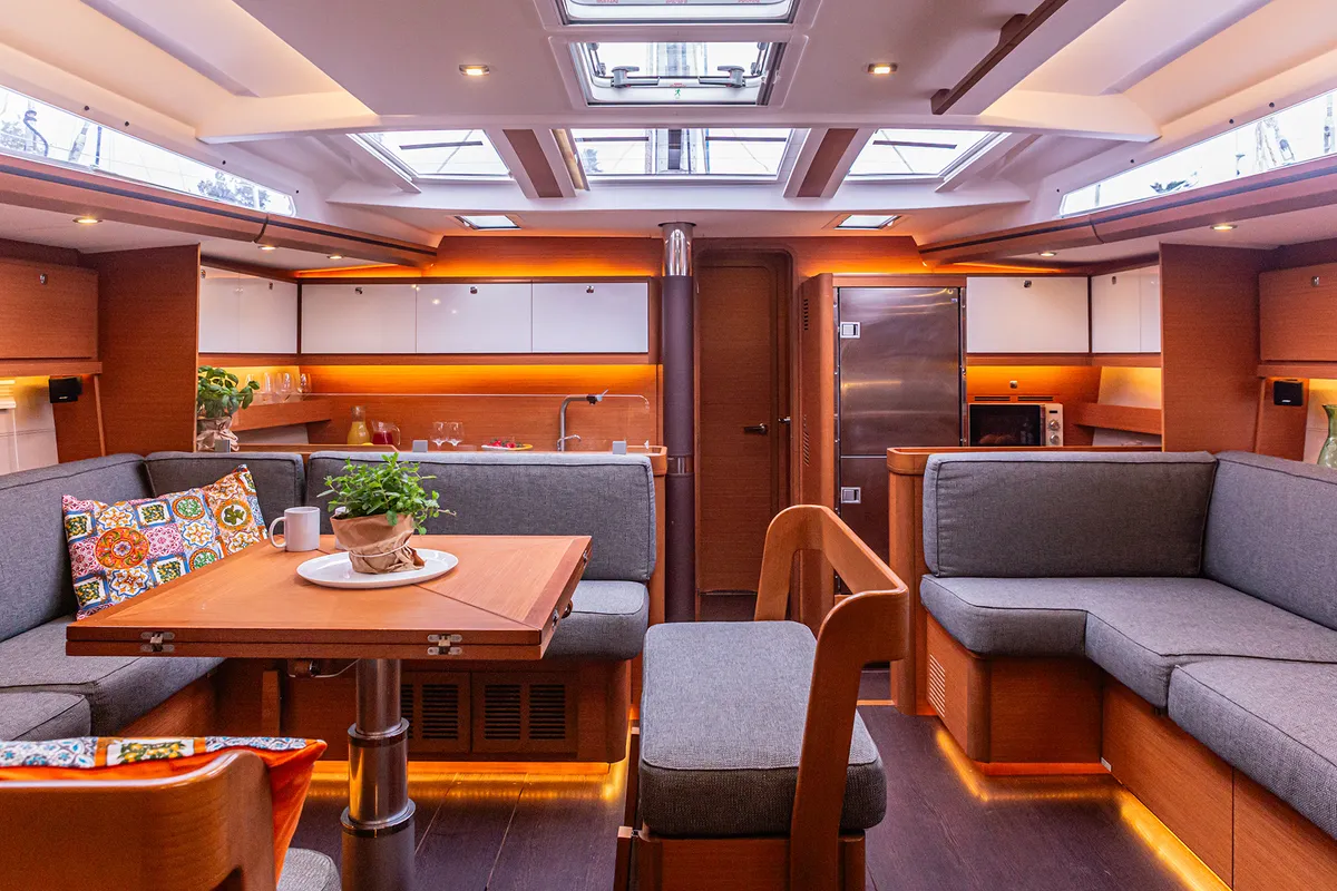 Galley of Euphoria Planet, a Dufour 56 Exclusive sailboat at Tonnarella, Italy