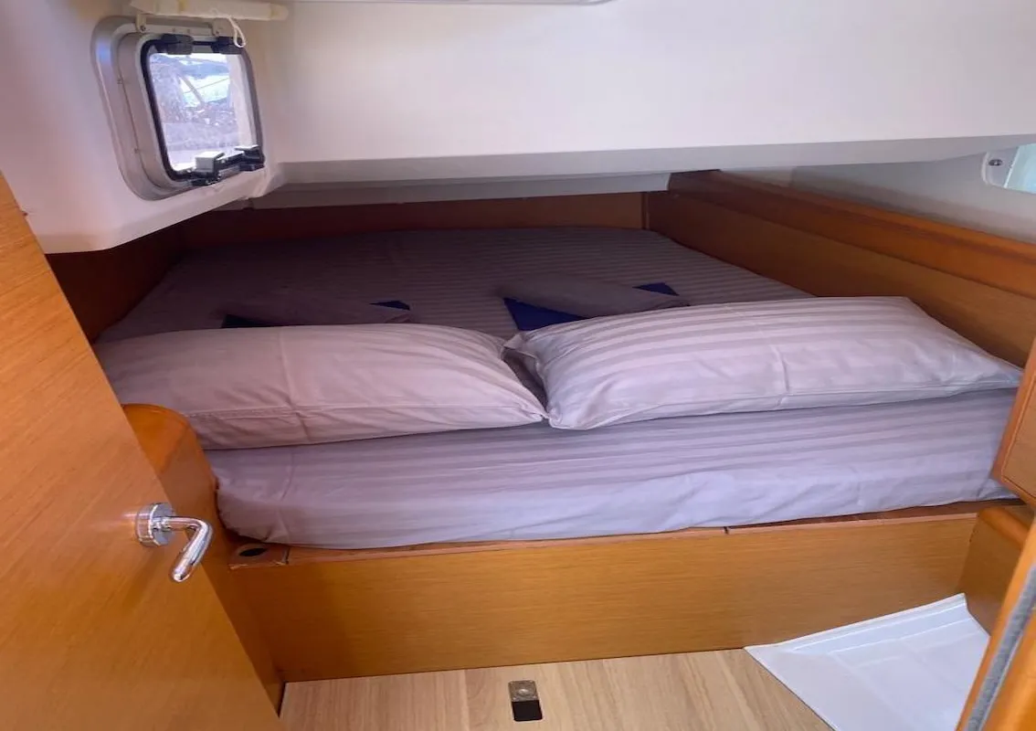 Cabin on Cavalier, a Jeanneau Sun Odyssey 409 sailboat at Mai Khao, Thailand