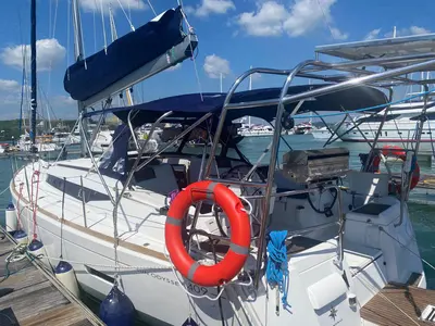 Deck of Cavalier, a Jeanneau Sun Odyssey 409 sailboat at Mai Khao, Thailand