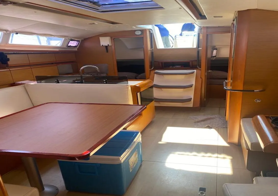 Salon of Cavalier, a Jeanneau Sun Odyssey 409 sailboat at Mai Khao, Thailand