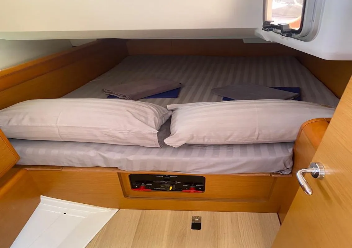 Cabin on Cavalier, a Jeanneau Sun Odyssey 409 sailboat at Mai Khao, Thailand