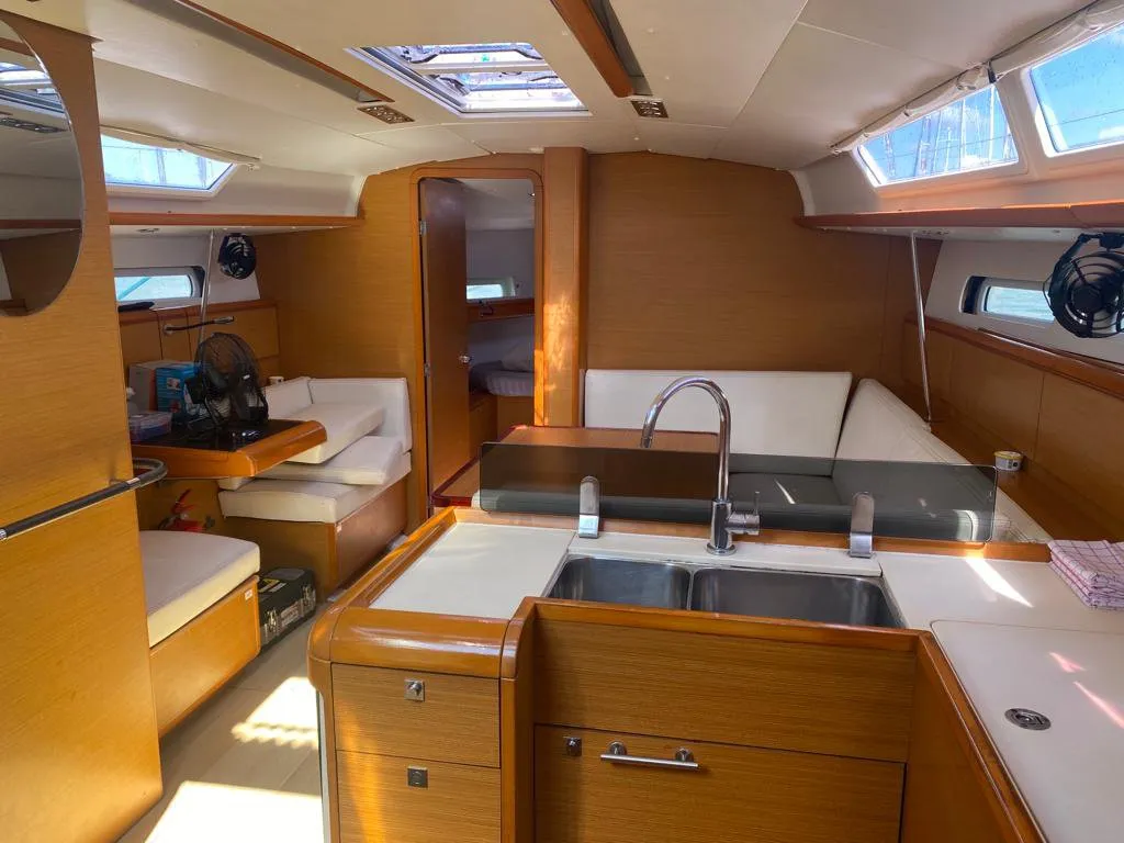 Galley of Cavalier, a Jeanneau Sun Odyssey 409 sailboat at Mai Khao, Thailand
