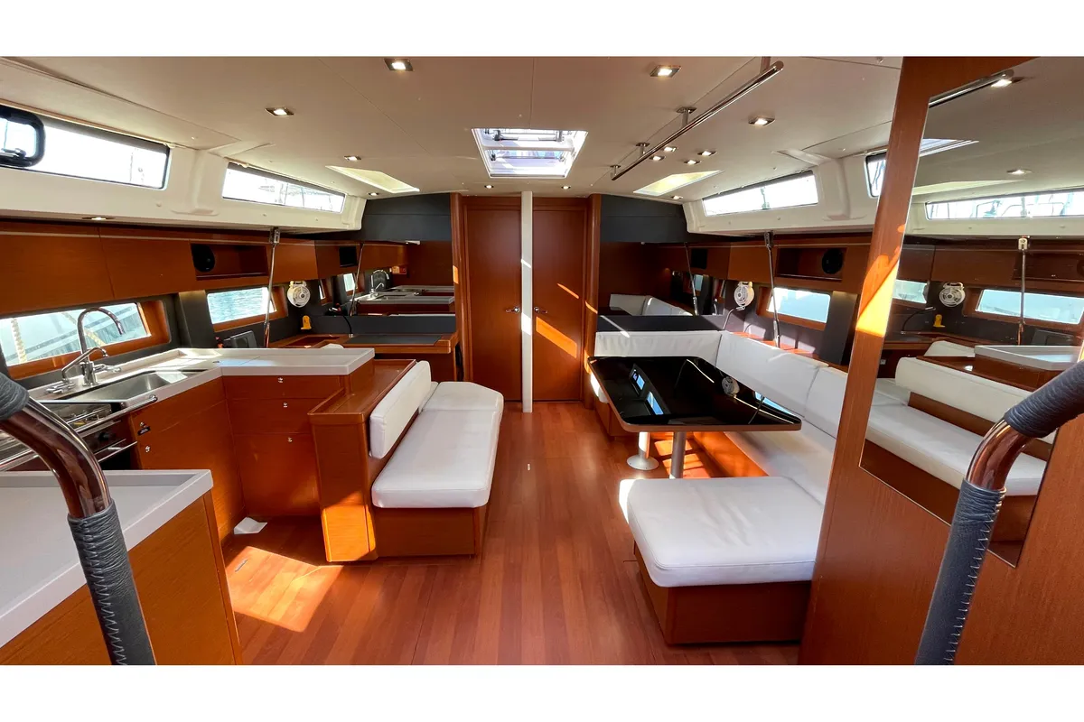 Salon of Black Swan, a Beneteau Oceanis 51.1 sailboat at Athens, Greece