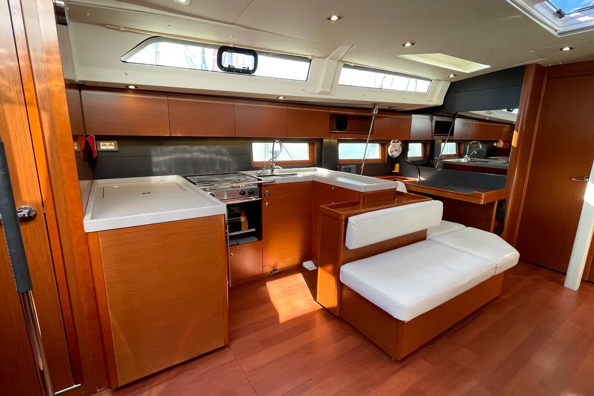 Galley of Black Swan, a Beneteau Oceanis 51.1 sailboat at Athens, Greece