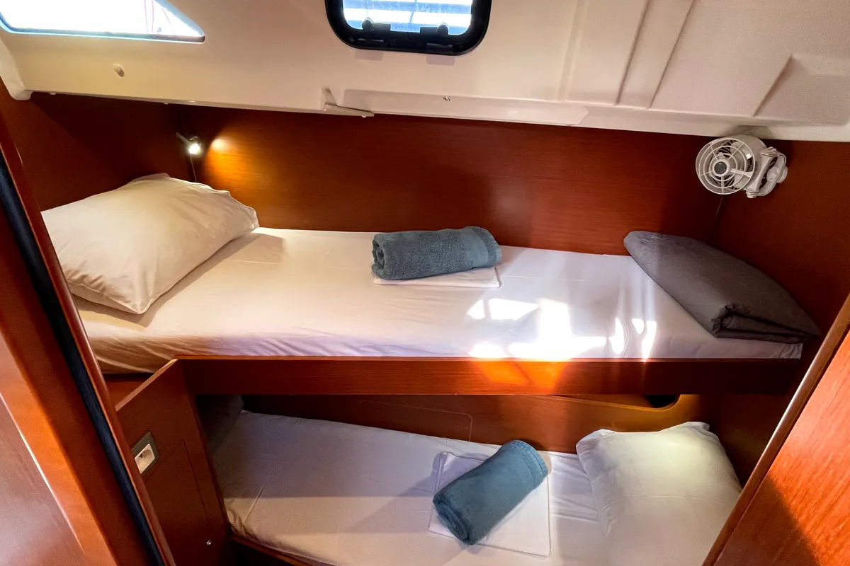 Cabin on Black Swan, a Beneteau Oceanis 51.1 sailboat at Athens, Greece