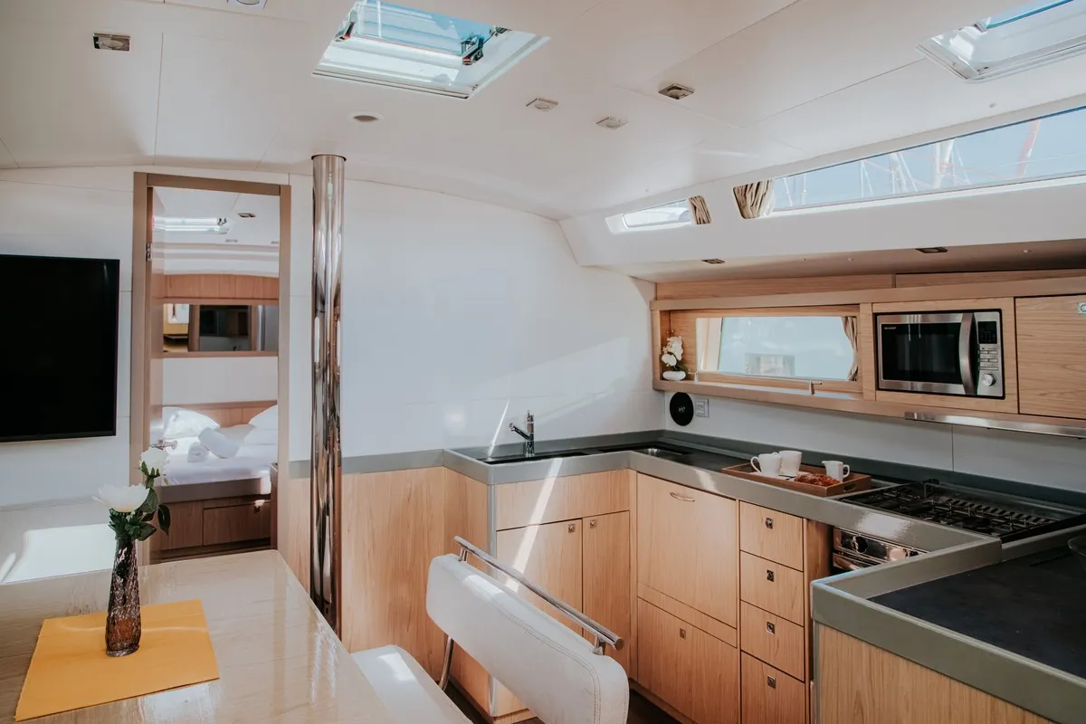 Galley of Gold One, a Beneteau Oceanis 48 sailboat at Split, Croatia