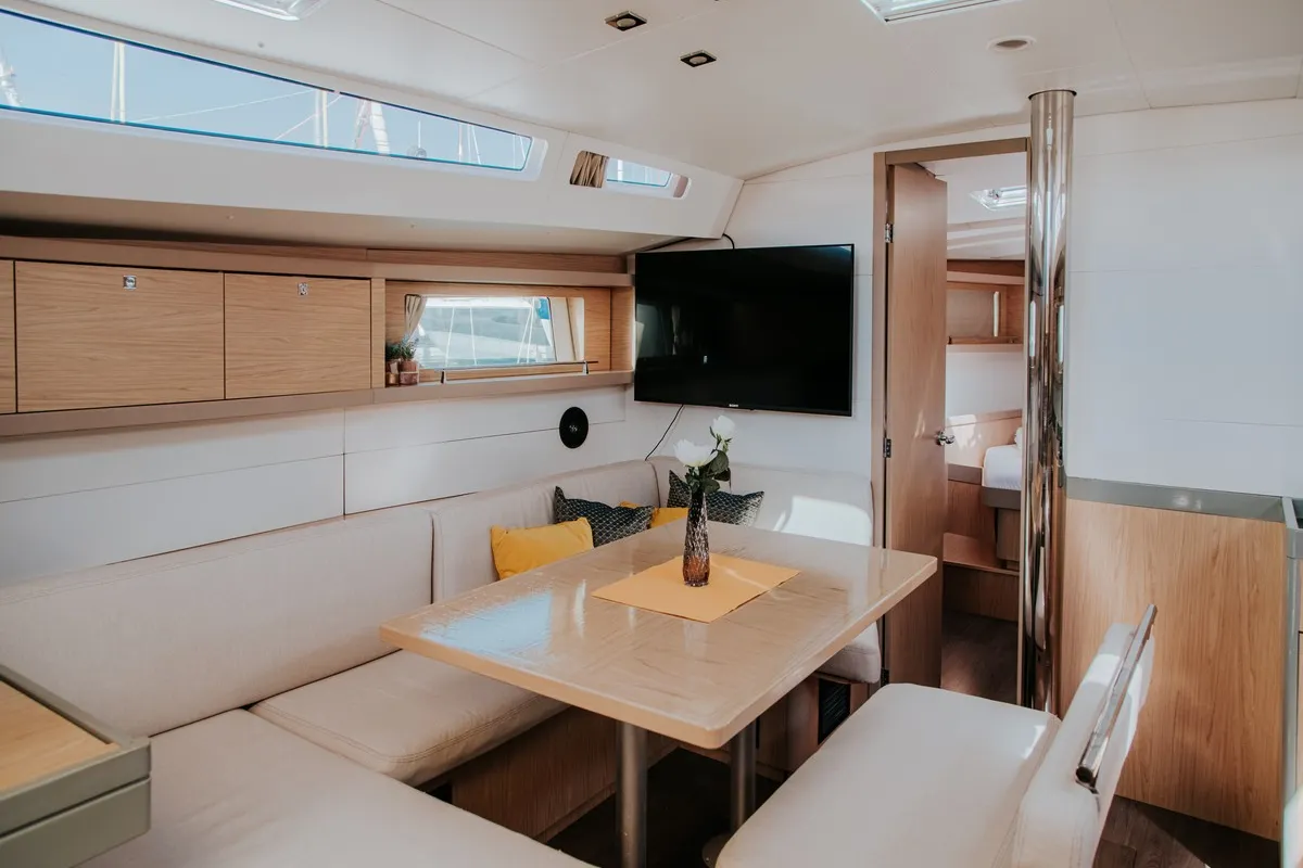 Salon of Gold One, a Beneteau Oceanis 48 sailboat at Split, Croatia