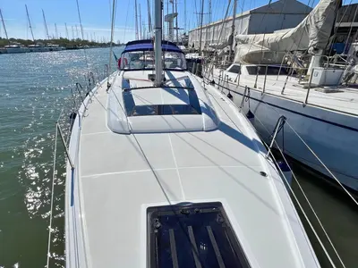 Deck of Le Streghe, a Beneteau Oceanis 51.1 sailboat at Tonnarella, Italy
