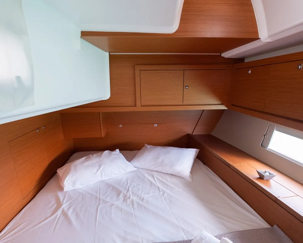 Cabin on Andromeda, a Dufour 470 sailboat at Athens, Greece