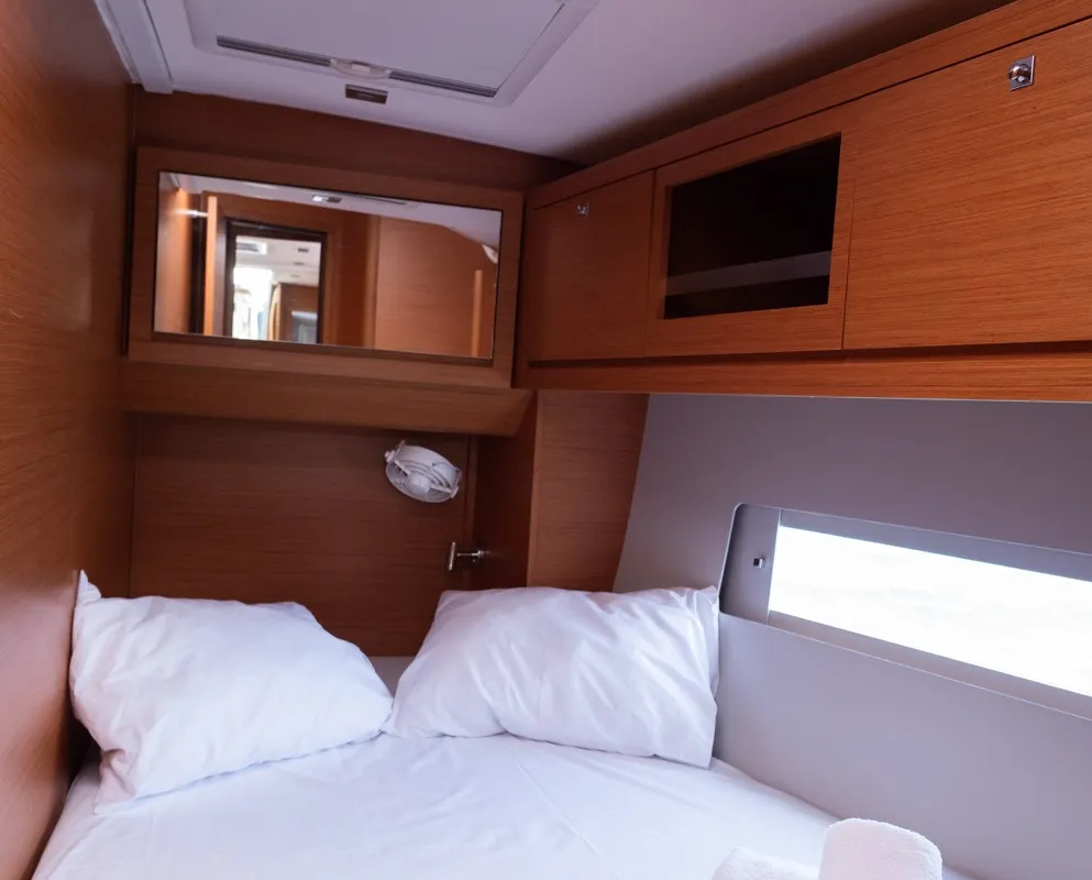 Cabin on Andromeda, a Dufour 470 sailboat at Athens, Greece