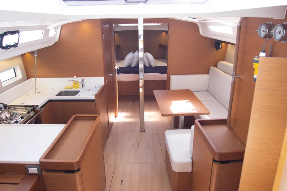 Deck of Calypso, a Jeanneau Sun Odyssey 440 sailboat at Volos Municipality, Greece