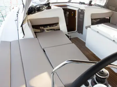 Cabin on Calypso, a Jeanneau Sun Odyssey 440 sailboat at Volos Municipality, Greece