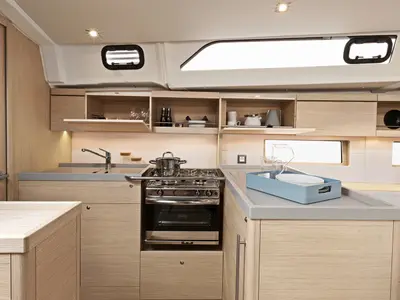 Galley of Pebbles, a Beneteau Oceanis 46.1 sailboat at Municipal Unit of Rhodes, Greece